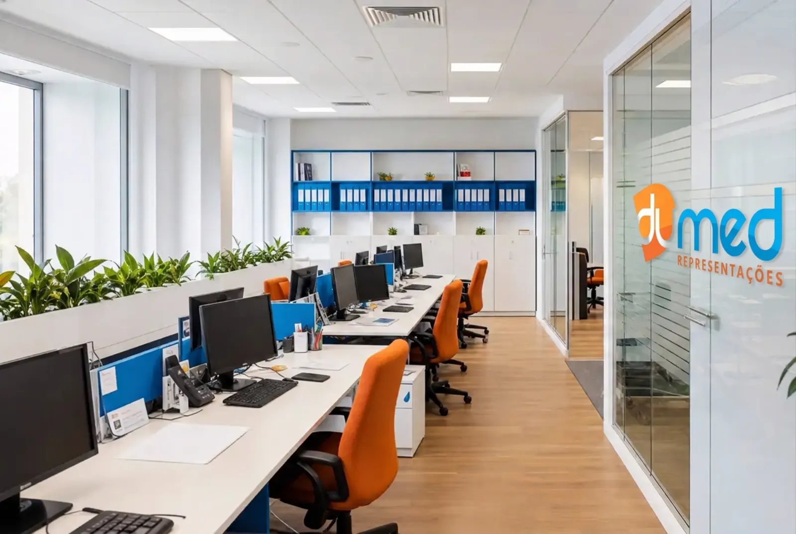 Área de trabalho da equipe comercial da DuMed em Belo Horizonte